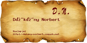 Dékány Norbert névjegykártya